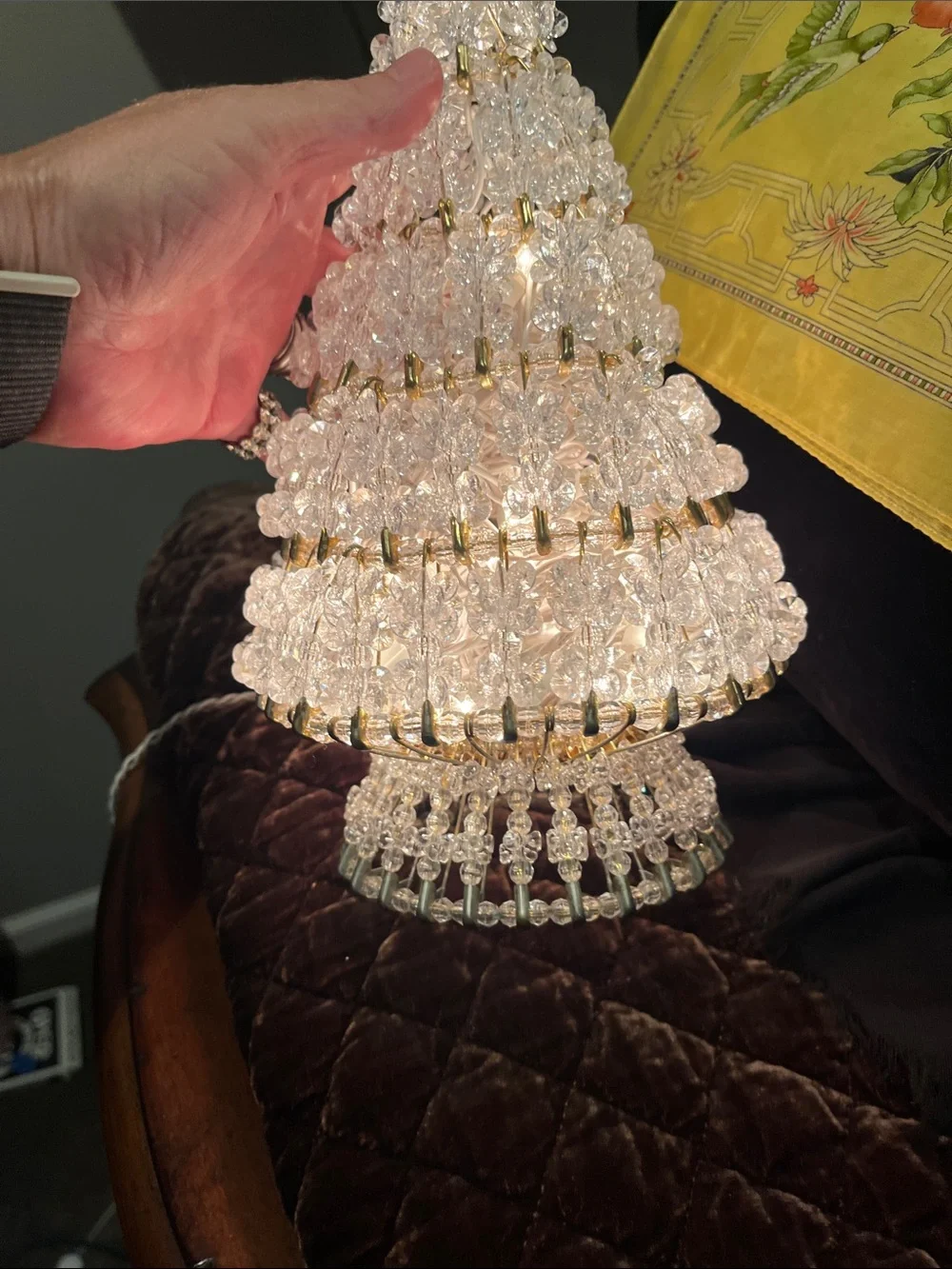Crystal Bead Holiday String Light Tree - Clear Bead Accent